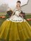 Wonderful Brown Ball Gowns Embroidery Vestidos de Quinceanera Lace Up Organza Sleeveless Floor Length