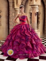 Zaragoza Spain New Multi-color Ruffles Decorate Bodice Brand Quinceanera Dress Strapless Organza Ball Gown