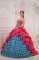 Sioux City Iowa/IA Perfect Red and Blue Quinceanera Dress For Strapless Taffeta With glistening Beading Ball Gown