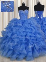 Glamorous Floor Length Blue 15th Birthday Dress Sweetheart Sleeveless Lace Up(SKU PSSW0454-2BIZ)