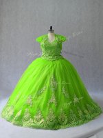 Ball Gowns Sweetheart Sleeveless Tulle Court Train Lace Up Appliques Vestidos de Quinceanera(SKU PSSW1025-3BIZ)