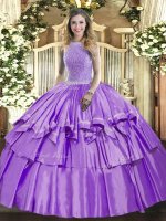 Sleeveless Beading and Ruffled Layers Lace Up Quinceanera Gowns