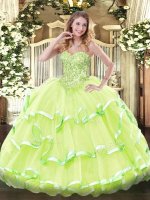 Fantastic Yellow Green Lace Up Quinceanera Dresses Appliques and Ruffled Layers Sleeveless Floor Length(SKU SJQDDT1160002-1BIZ)