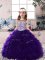 Organza Scoop Sleeveless Lace Up Beading and Ruffles Little Girls Pageant Dress Wholesale in Purple