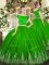 Floor Length Green Sweet 16 Dress Off The Shoulder Short Sleeves Zipper