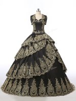 Enchanting Black Sweet 16 Quinceanera Dress Military Ball and Sweet 16 and Quinceanera with Embroidery Sweetheart Sleeveless Lace Up