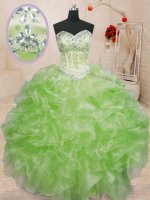 Enchanting Floor Length Lace Up Sweet 16 Quinceanera Dress for Military Ball and Sweet 16 and Quinceanera with Beading and Ruffles