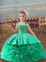 Turquoise Sleeveless Embroidery Lace Up Pageant Dresses