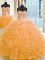 Charming Three Piece Tulle Sleeveless Floor Length Sweet 16 Quinceanera Dress and Beading and Ruffles(SKU PSSW0348KC002-6BIZ)