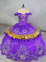 Embroidery Vestidos de Quinceanera Purple Lace Up Sleeveless