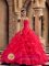 Sun City Perfect Ruched Sweetheart strapless Bodice and Beaded Decorate Bust For Quinceaners Dress With Ruffles Layered