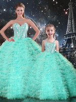 Deluxe Ball Gowns Sweet 16 Dresses Apple Green Sweetheart Tulle Sleeveless Floor Length Lace Up