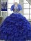 Graceful Organza Sweetheart Short Sleeves Lace Up Ruffles Ball Gown Prom Dress in Royal Blue