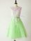 Modest Lace Up Quinceanera Dama Dress Lace Sleeveless Knee Length