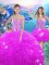 Smart Fuchsia Sleeveless Beading and Ruffles Floor Length Sweet 16 Quinceanera Dress