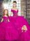 Floor Length Fuchsia Quinceanera Dresses Off The Shoulder Sleeveless Lace Up