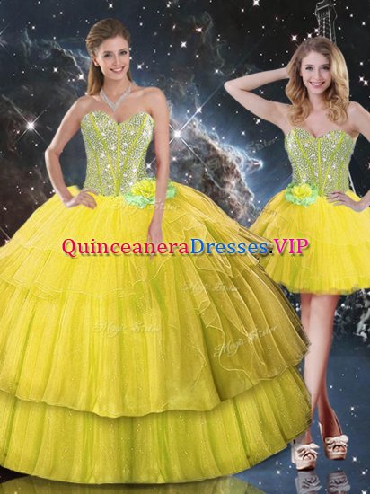 Sleeveless Lace Up Floor Length Ruffled Layers and Sequins Quinceanera Dress - Click Image to Close