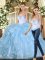 Floor Length Ball Gowns Sleeveless Blue Sweet 16 Dress Lace Up