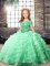 Trendy Apple Green Straps Neckline Beading and Ruffled Layers Pageant Gowns For Girls Sleeveless Lace Up