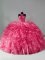 Unique Hot Pink Quince Ball Gowns Sweet 16 and Quinceanera with Beading and Ruffles Halter Top Sleeveless Zipper