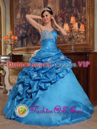 Blue Stylish Quinceanera Dress Monroe Michigan/MI New Arrival With Sweetheart Beaded Decorate