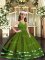 Green Sleeveless Ruffled Layers Floor Length Little Girls Pageant Gowns