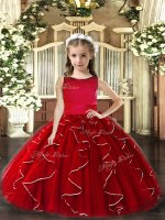 Sleeveless Floor Length Ruffles Lace Up Child Pageant Dress with Red(SKU PAG1108-1BIZ)