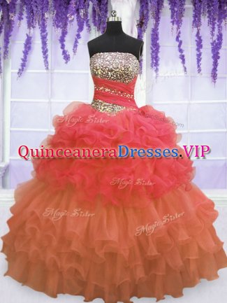 Designer Pick Ups Ruffled Floor Length Ball Gowns Sleeveless Multi-color Quinceanera Dresses Lace Up