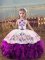 Scoop Sleeveless Glitz Pageant Dress Floor Length Embroidery and Ruffles Purple Organza