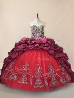 Sleeveless Taffeta and Tulle Brush Train Lace Up 15th Birthday Dress in Fuchsia with Beading and Pick Ups(SKU PSSW1155-8BIZ)