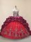 Sleeveless Taffeta and Tulle Brush Train Lace Up 15th Birthday Dress in Fuchsia with Beading and Pick Ups