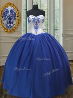 Wonderful Ball Gowns Quinceanera Gowns Royal Blue Sweetheart Taffeta Sleeveless Floor Length Lace Up
