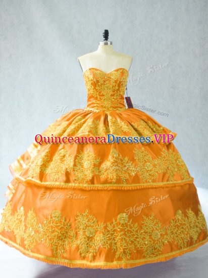 Super Gold Sleeveless Organza Lace Up Sweet 16 Dresses for Sweet 16 and Quinceanera - Click Image to Close
