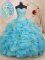 Sleeveless Brush Train Beading and Ruffles Lace Up Sweet 16 Dress