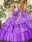 Top Selling Lavender Ball Gowns Organza and Taffeta Sweetheart Sleeveless Beading and Ruffled Layers Floor Length Lace Up Sweet 16 Dress