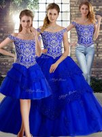 Customized Lace Up Quinceanera Dress Royal Blue for Military Ball and Sweet 16 and Quinceanera with Beading and Lace Brush Train(SKU SJQDDT2107007BIZ)