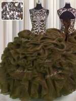 Fantastic See Through Brown Vestidos de Quinceanera Military Ball and Sweet 16 and Quinceanera with Beading and Pick Ups Sweetheart Sleeveless Lace Up(SKU PSSW0447-3BIZ)