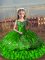 Green Ball Gowns Embroidery and Ruffled Layers High School Pageant Dress Lace Up Satin and Organza Sleeveless Floor Length
