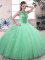 Apple Green Sleeveless Beading Floor Length Quinceanera Dresses