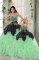 Organza Sweetheart Sleeveless Lace Up Beading and Ruffles Quinceanera Dress in Apple Green
