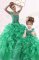 Spectacular Green Lace Up One Shoulder Beading and Ruffles Ball Gown Prom Dress Organza Sleeveless