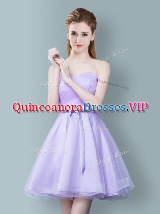 Sleeveless Ruching and Bowknot Zipper Quinceanera Court of Honor Dress