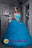 Lufkin TX Sweetheart Beaded Decorate Ruffles Customize Baby Blue Quinceanera Dresses For Sweet 16