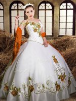 Graceful White Sweetheart Neckline Embroidery Vestidos de Quinceanera Sleeveless Lace Up