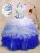 Flare Organza Sweetheart Sleeveless Brush Train Lace Up Beading and Appliques and Ruffles Quinceanera Dress in Multi-color