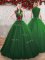 Green A-line Hand Made Flower Quinceanera Gown Lace Up Tulle Sleeveless Floor Length