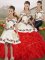 Simple White And Red Off The Shoulder Neckline Embroidery and Ruffles Vestidos de Quinceanera Sleeveless Lace Up