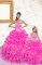 Flirting Hot Pink Sleeveless Beading and Ruffles and Pick Ups Floor Length Sweet 16 Dresses