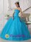 Flower Mound TX Sweetheart Beaded Decorate Tulle Romantic Teal Quinceanera Dress