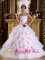 Sumiainen Finland Wonderful White A-Line / Princess Quinceanera Dress For Strapless Organza With Appliques And Hand Flower